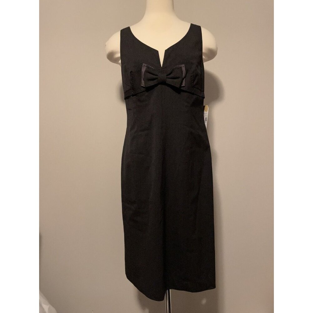 Rebecca Taylor Dark Grey Sheath Dress with Accent Bow, Size 12
